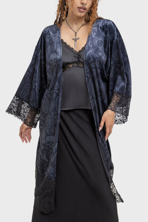 Killstar Half Vamp Kimono Black/Grey