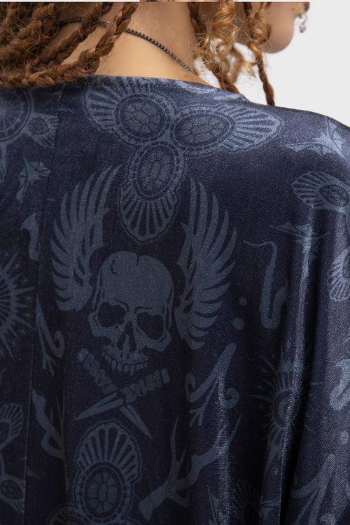 Killstar Half Vamp Kimono Black/Grey