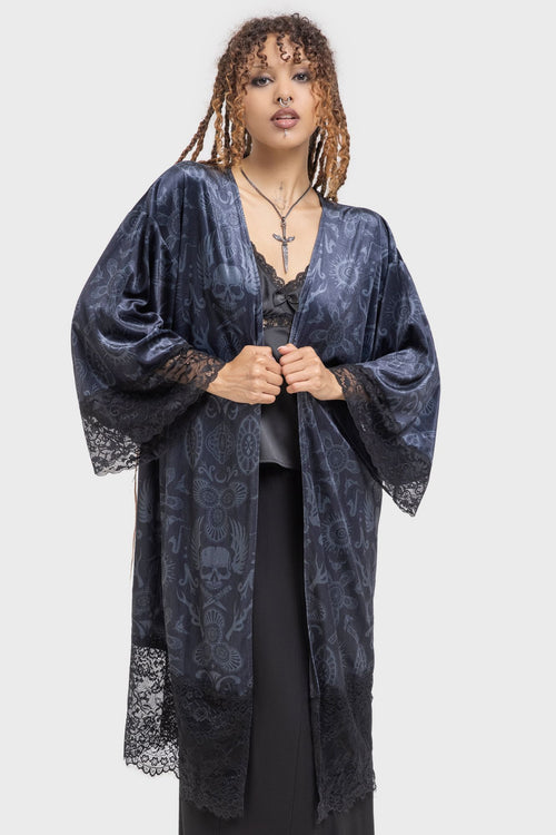 Killstar Half Vamp Kimono Black/Grey