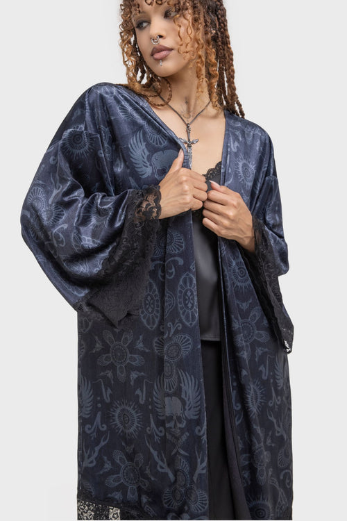 killstar Half Vamp Kimono Black/Grey