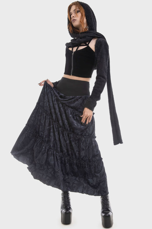 killstar Half Vamp Maxi Skirt Black/Grey