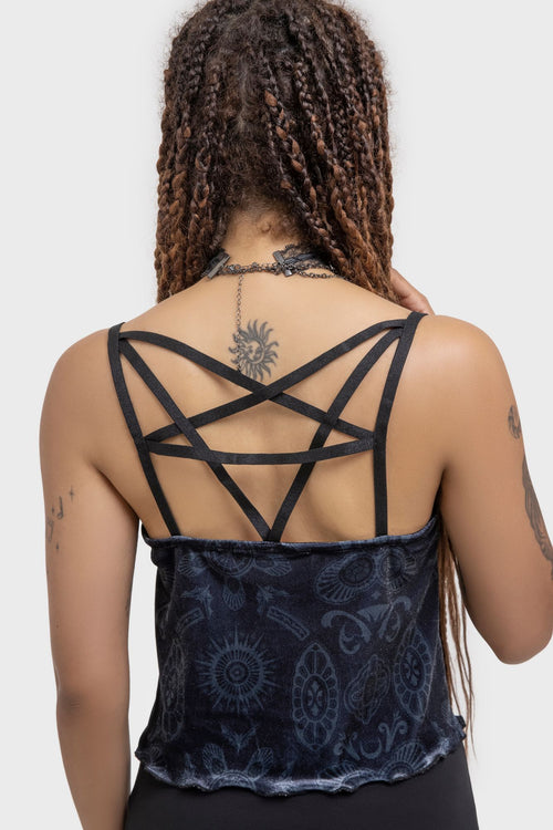 Killstar Half Vamp Top Black/Grey