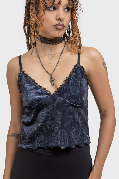 killstar Half Vamp Top Black/Grey