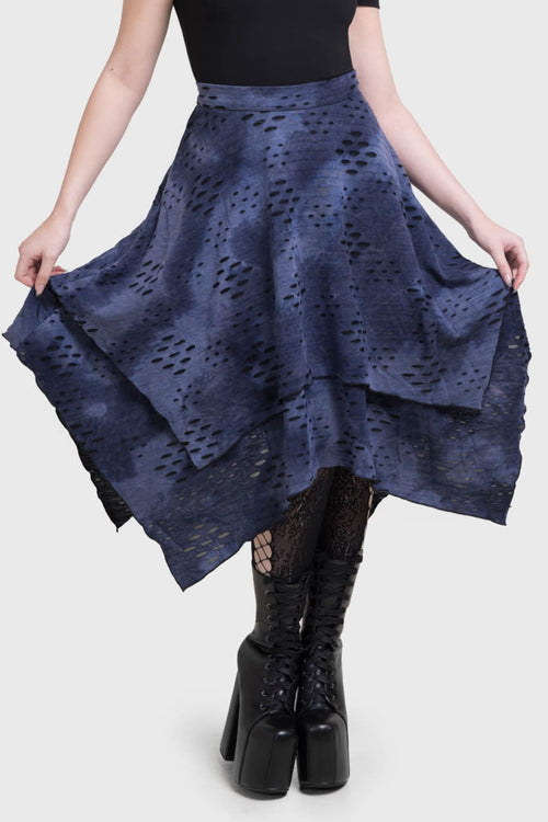 Killstar Hauntly Maiden Skirt Black/Blue