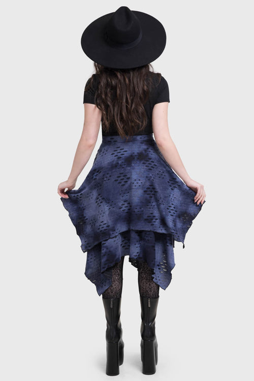 Killstar Hauntly Maiden Skirt Black/Blue