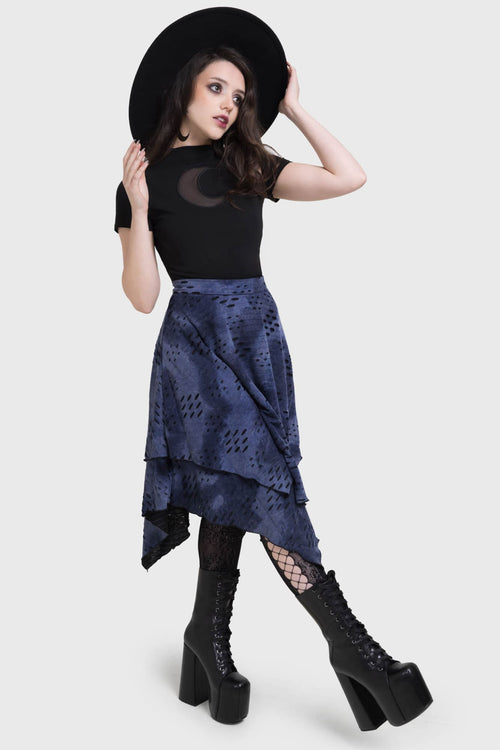 killstar Hauntly Maiden Skirt Black/Blue