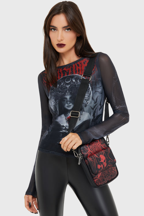 Killstar Headstone Crossbody Bag Black/Red