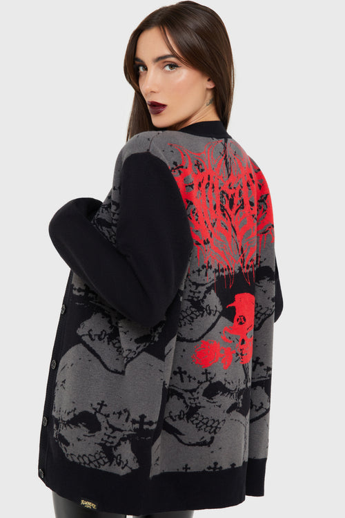 Killstar Headstone Knit Cardigan Black