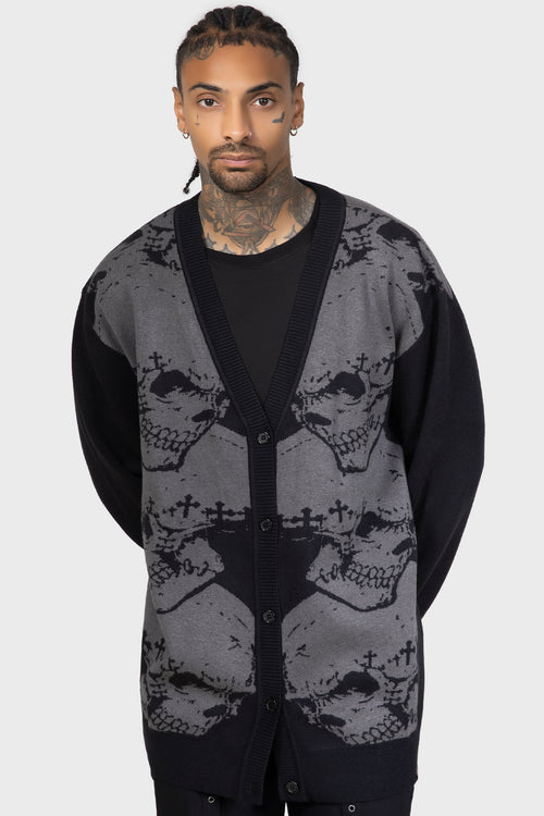 Killstar Headstone Knit Cardigan Black