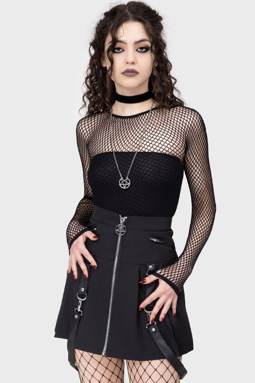 killstar Hellrazor Fishnet Top [B] Black