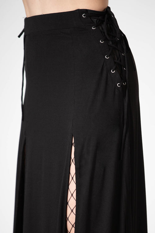 Killstar Hellverina Split Maxi Skirt Black