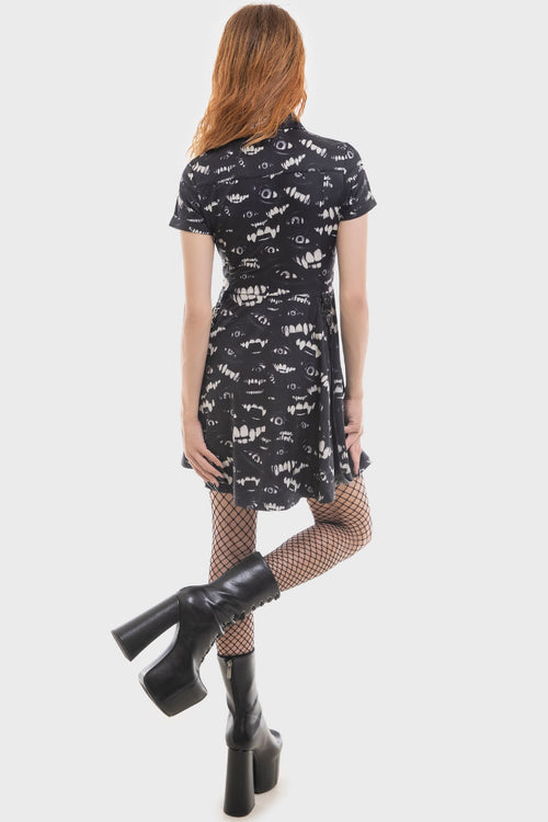 Killstar Hex-Cellent Mini Dress Black/White
