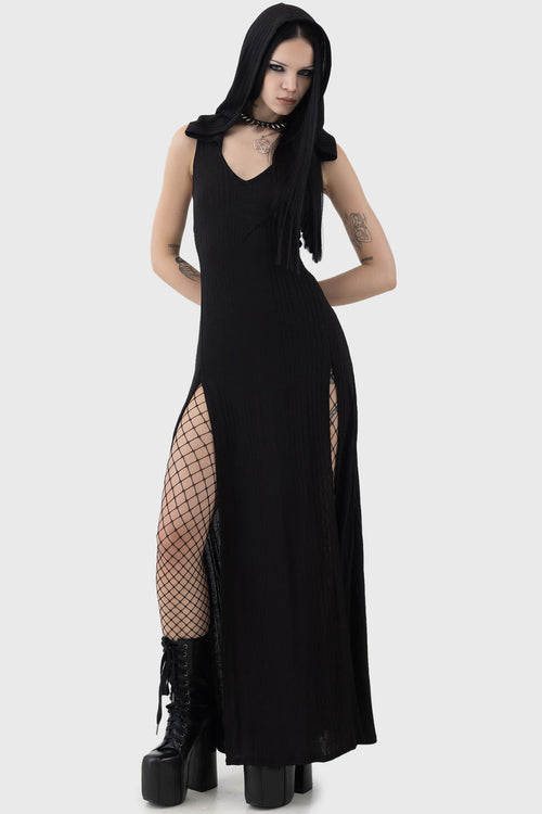 killstar Hexin Hooded Dress Black