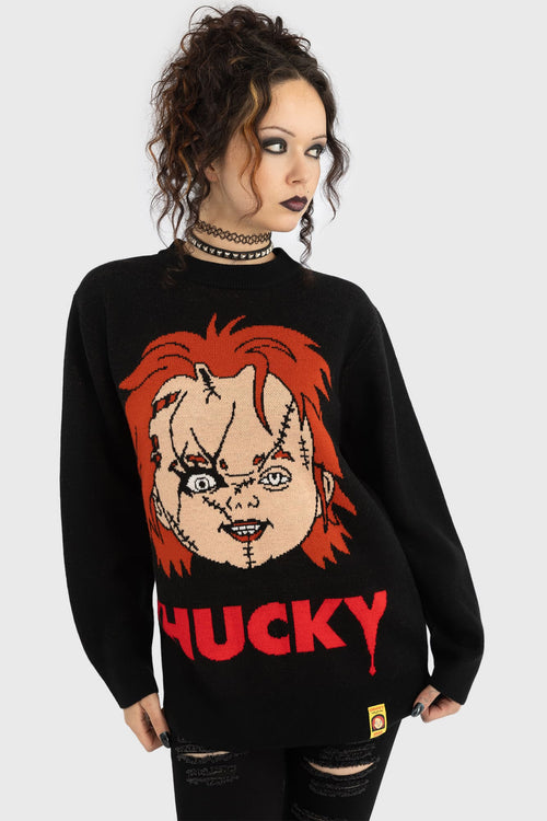 Killstar I Like To Be Hugged Knit Sweater Black