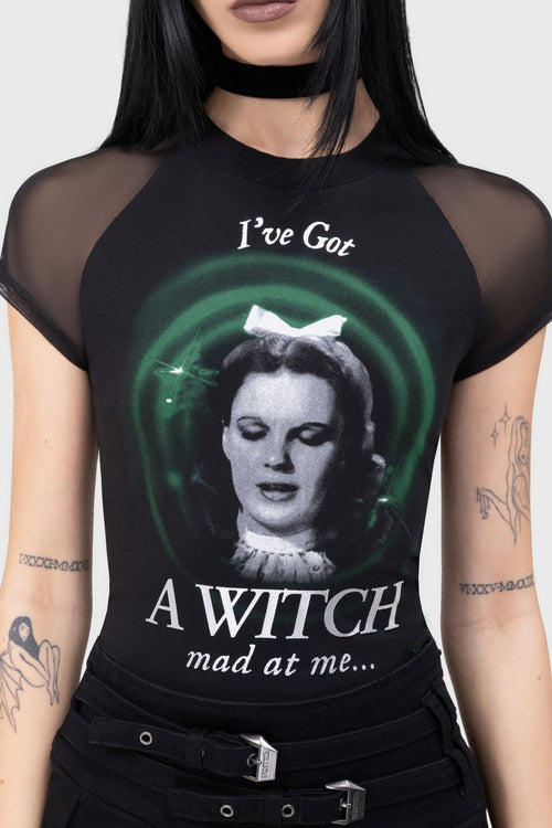 killstar I Wish I Wasn't Here Baby Tee Black