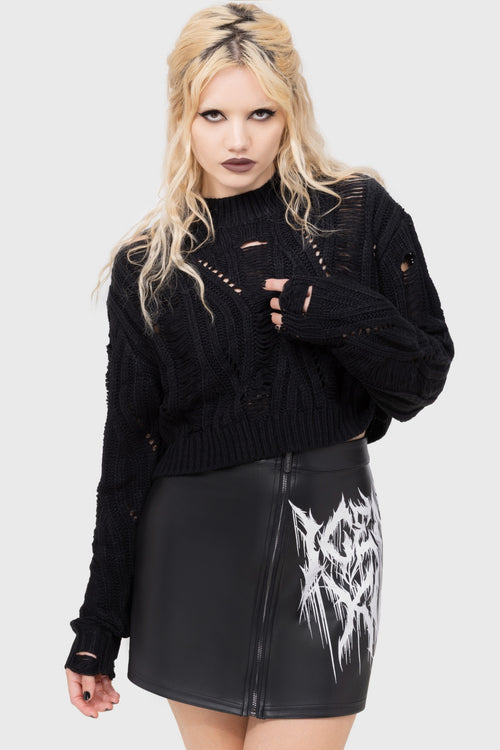 Killstar INK Logo Mini Skirt Black