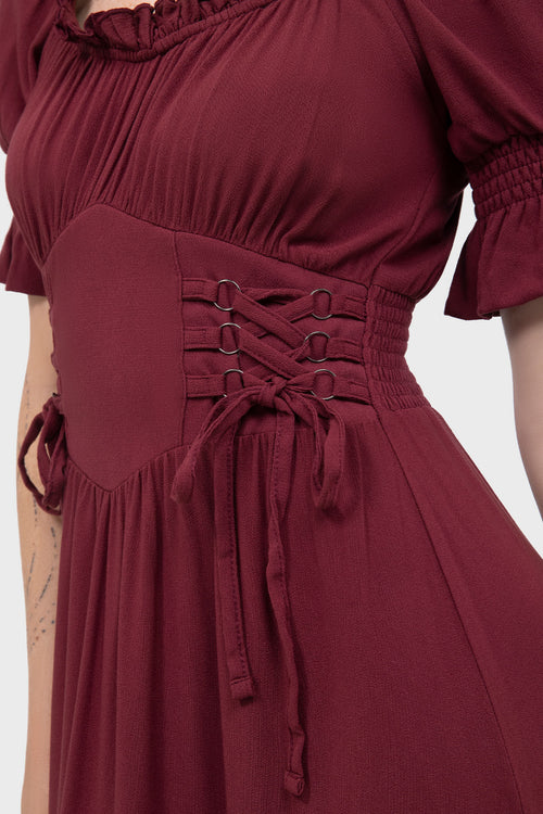 Killstar Jocasta Maxi Dress Short Sleeve [RED] Red