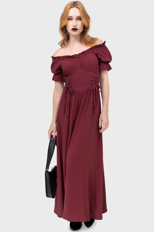 Killstar Jocasta Maxi Dress Short Sleeve [RED] Red