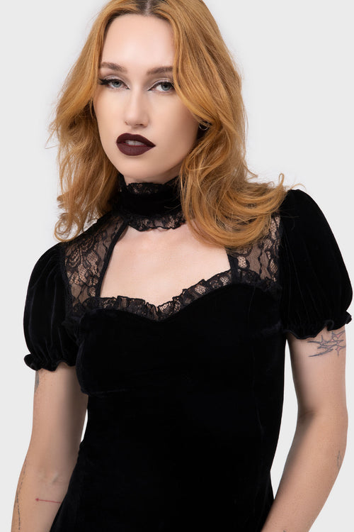 Killstar Julienne Velvet Keyhole Dress [B] Black