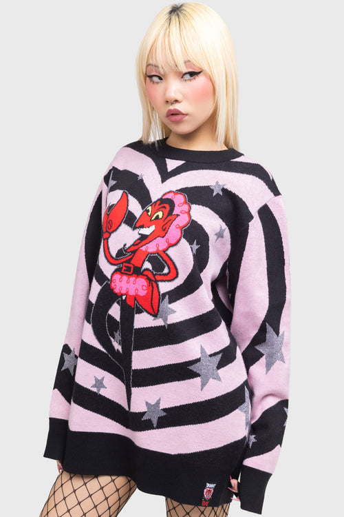Killstar King Of Darkness Sweater Pink/Black