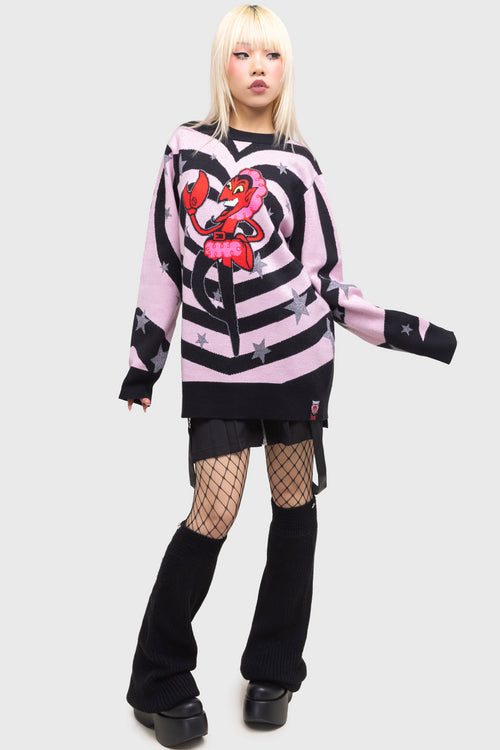 Killstar King Of Darkness Sweater Pink/Black