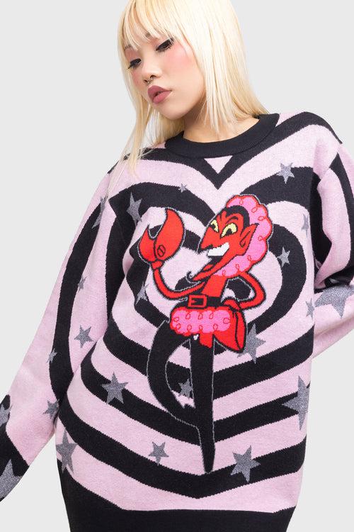 Killstar King Of Darkness Sweater Pink/Black