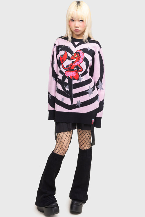 killstar King Of Darkness Sweater Pink/Black