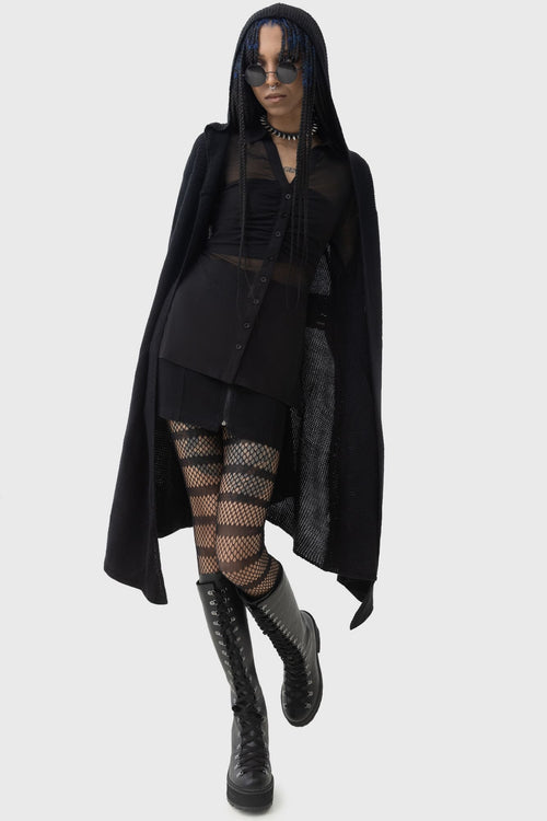 killstar Last Quarter Hooded Cardigan Black