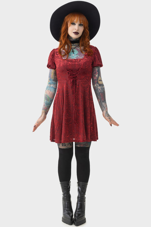 Killstar Lepidoptera Skater Dress Red