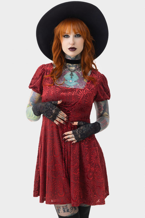 Killstar Lepidoptera Skater Dress Red