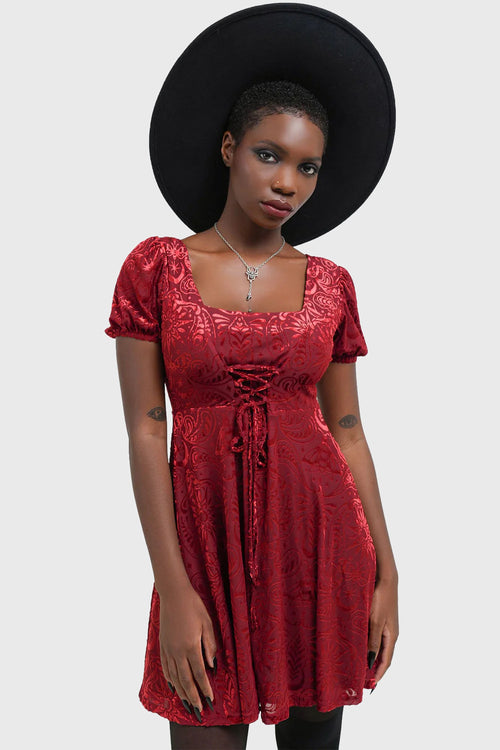 killstar Lepidoptera Skater Dress Red