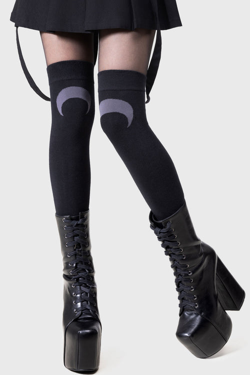 killstar Lunaloom Knee High Socks Black