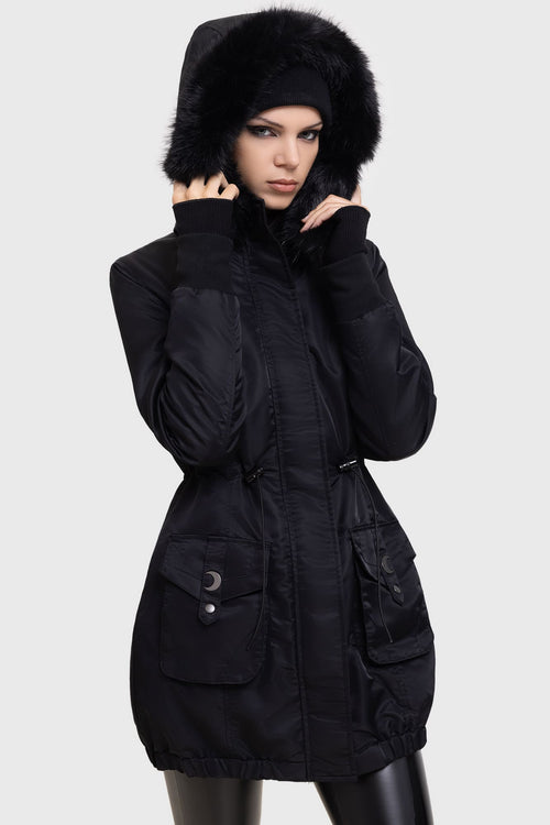 Killstar Lunar Eclipse Parka Jacket Black