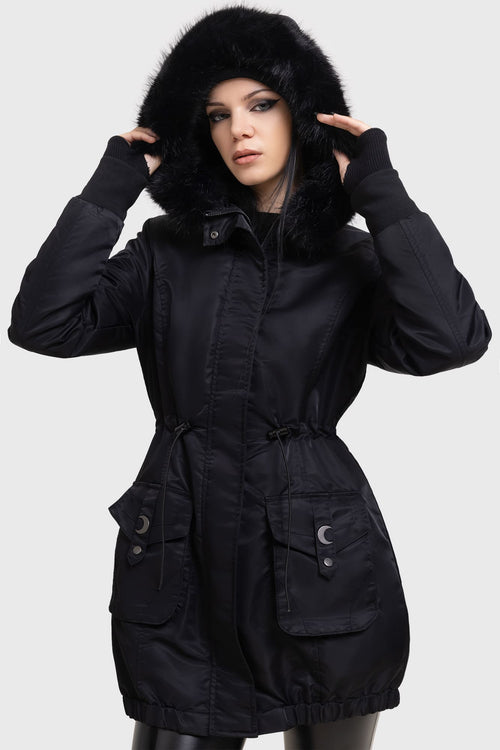 Killstar Lunar Eclipse Parka Jacket Black
