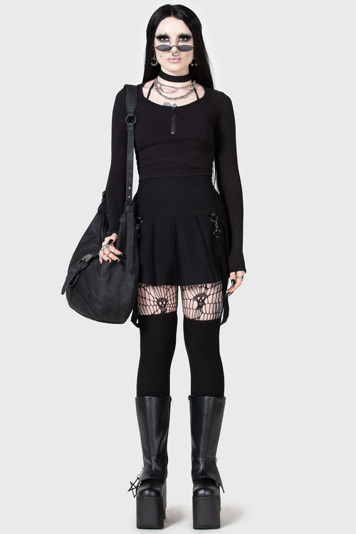 Killstar Lune Sting Ribbed Top Black