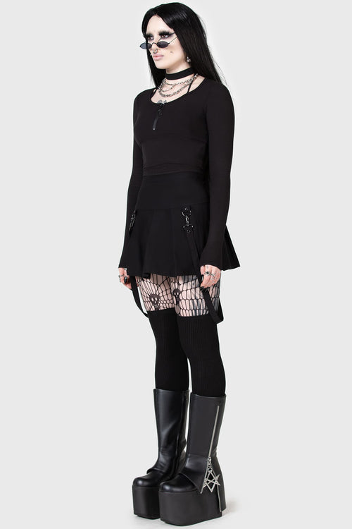 Killstar Lune Sting Ribbed Top Black