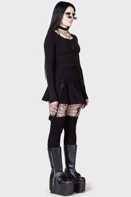 Killstar Lune Sting Ribbed Top Black