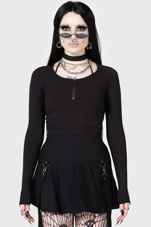 killstar Lune Sting Ribbed Top Black