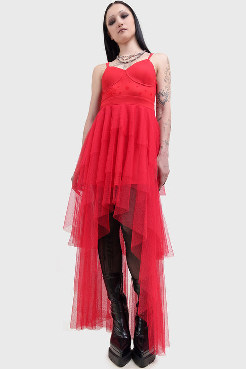 killstar Lydia Deetz Maxi Dress Red
