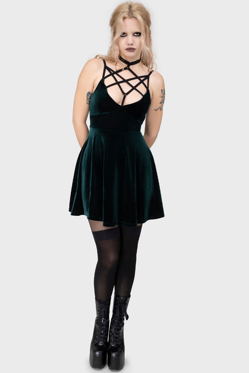 Killstar Magica Skater Dress [EMERALD] Green