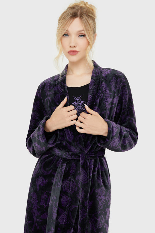 Killstar Midnight Moth Robe Black/Purple