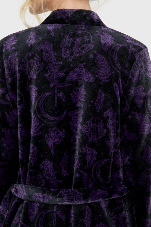 Killstar Midnight Moth Robe Black/Purple