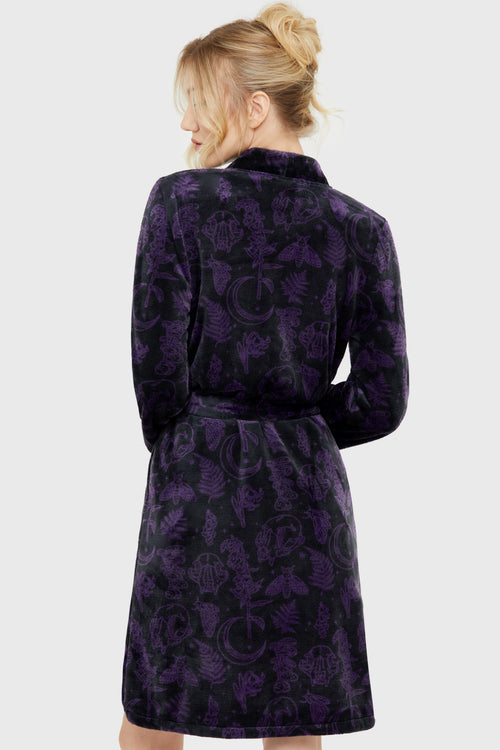 Killstar Midnight Moth Robe Black/Purple