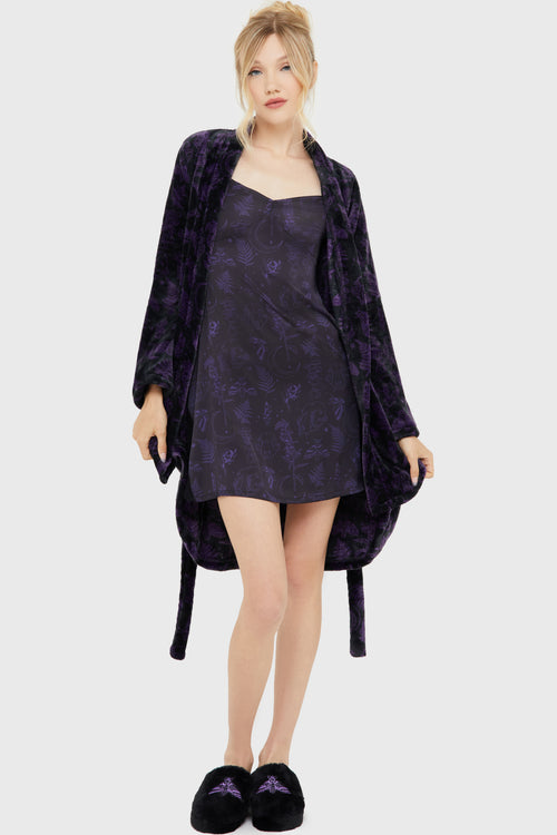 killstar Midnight Moth Slip Dress Black/Purple