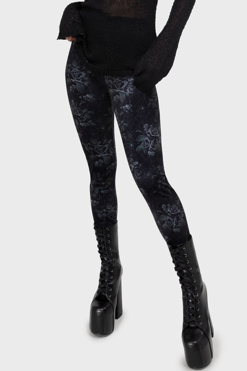 Killstar Midnight Rose Leggings Black