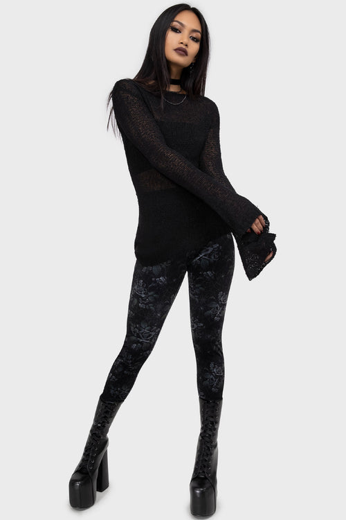 Killstar Midnight Rose Leggings Black