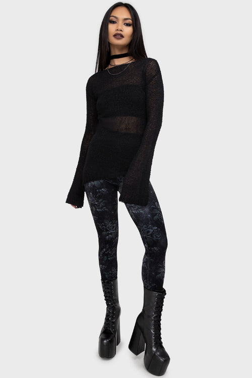 killstar Midnight Rose Leggings Black