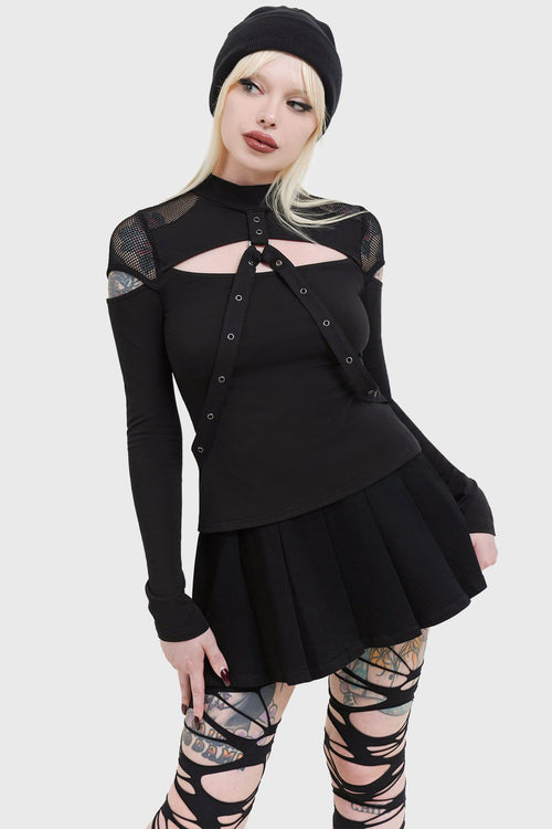 killstar Miss Masher Top Black