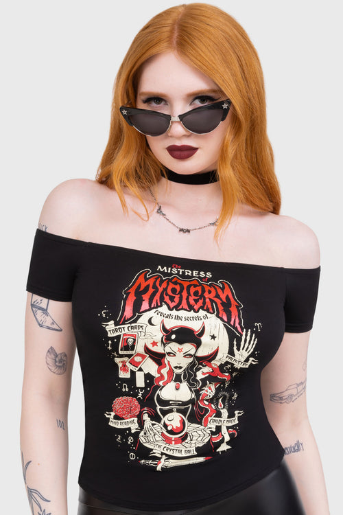 killstar Mistress Mistery Bardot Top Black