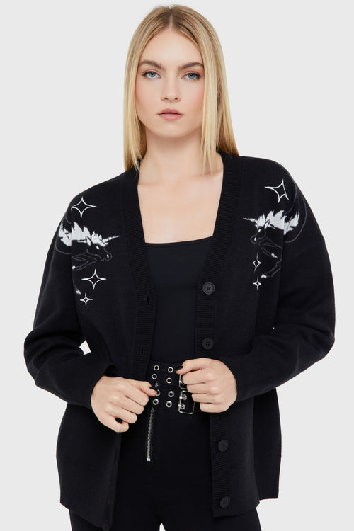 killstar Monochromi Corn Cardigan Black